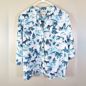 BonWorth women's button down top with zebras size petite medium